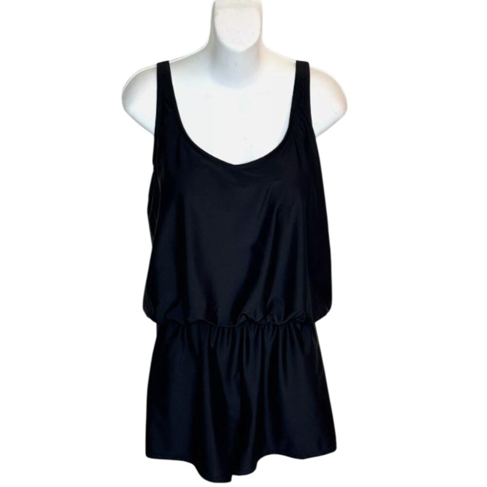 Ellen Tracy Swimsuit Romper One Piece Women’s Size 8 Black ETRS23206-TJ